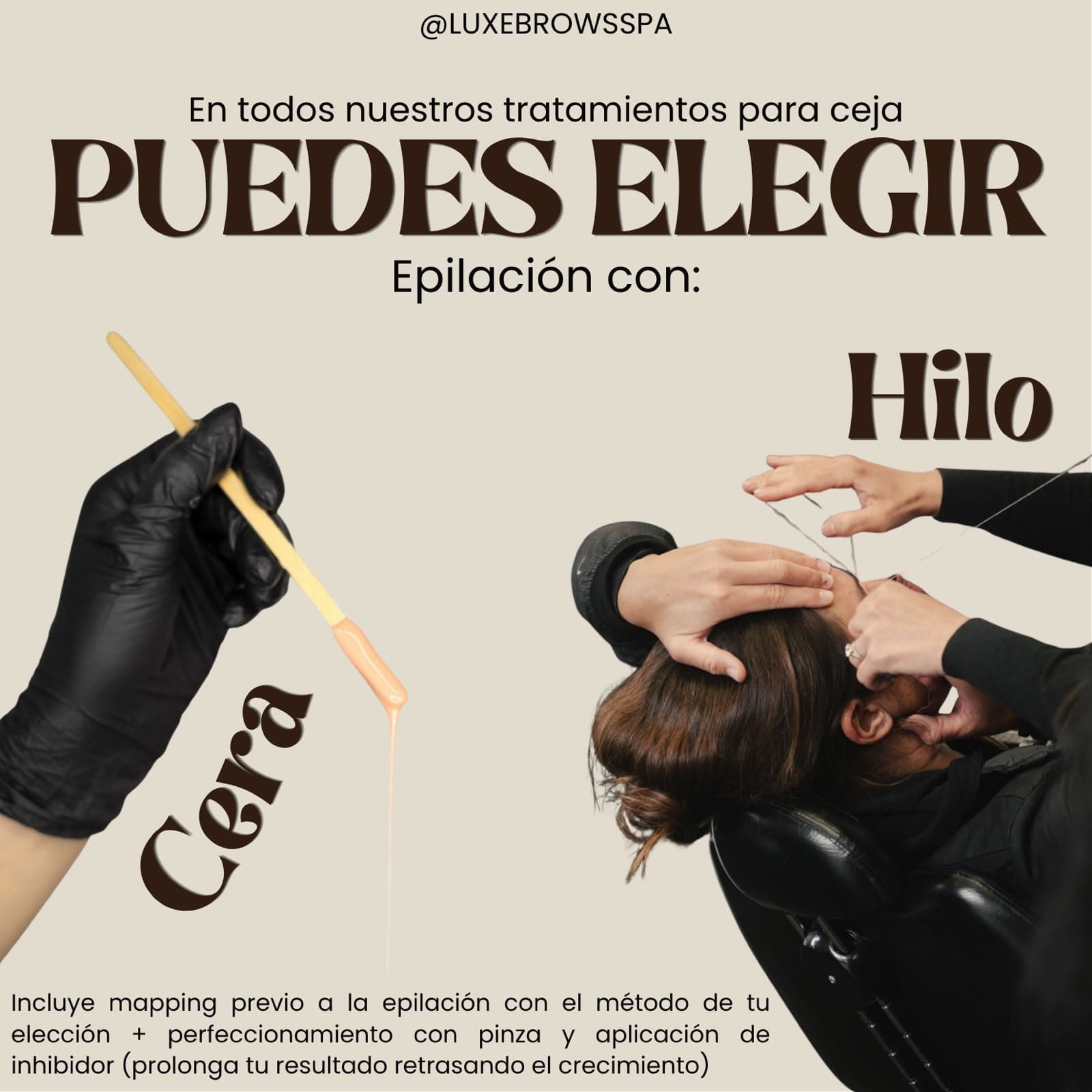 Epilación de cejas con cera o hilo